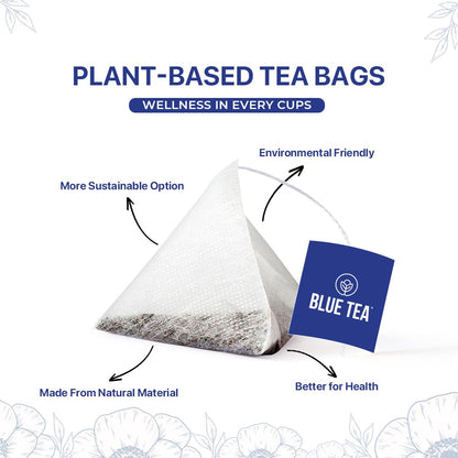 BLUE TEA - Belly Tea - 30 Tea Bags - Pyramid Plant Based | Caffeine Free - Herbal Tea - Sugar Free | Zipper Pack