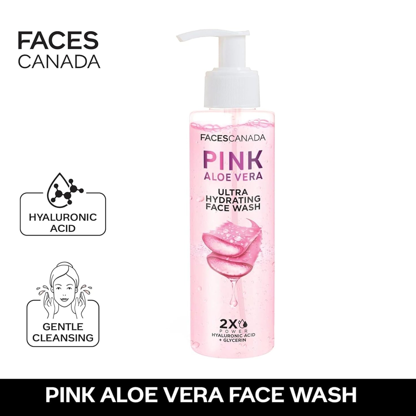 FACESCANADA Pink Aloe Vera Ultra Hydrating Face Wash, 100ml | Hyaluronic Acid, Honey & Glycerin | Glowing | Soothing | Non-Drying, Deep & Gentle Cleansing | No Parabens & Sulphates | Vegan