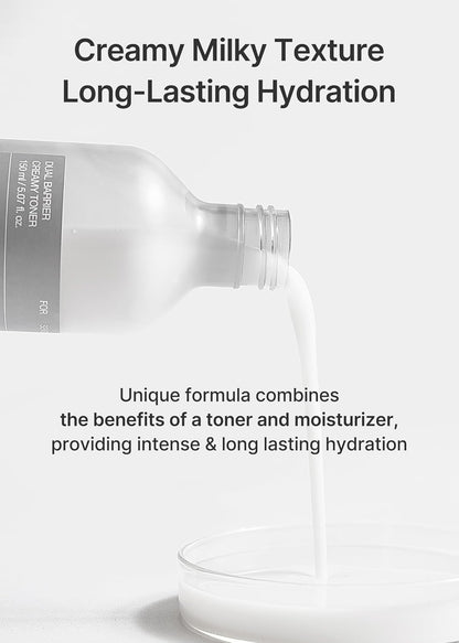 Celimax Dual Barrier Creamy Toner (150ml) with Ceramides, Peptides | Barrier Repair Hydrating Toner for Sensitive Skin | Oil-Free, Alcohol Free, Calming, Soothing, Non-Irritating | Korean Skincare