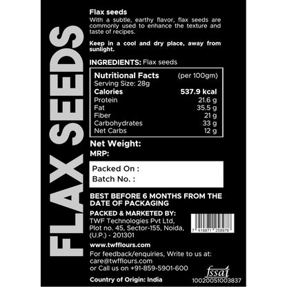 TWF Virgin Flax Seeds | AAA Grade Seeds for Eating | Rich In Protein & Dietary Fibre | Supports Weight Loss | Alsi Seeds | No Artificial Additives or Harmful Pesticides | Resealable Pack | Diet Snack | Unroasted | Unsalted | Highest Natural Potency