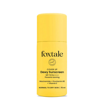FoxTale SPF 70 Niacinamide Dewy Sunscreen With PA++++ For Dewy Sun Protection|Tan Protection|Lightweight|No White Cast|Non Greasy|Anti-Tan Formula|For Spot Depigmentation|For Men & Women|15 ml