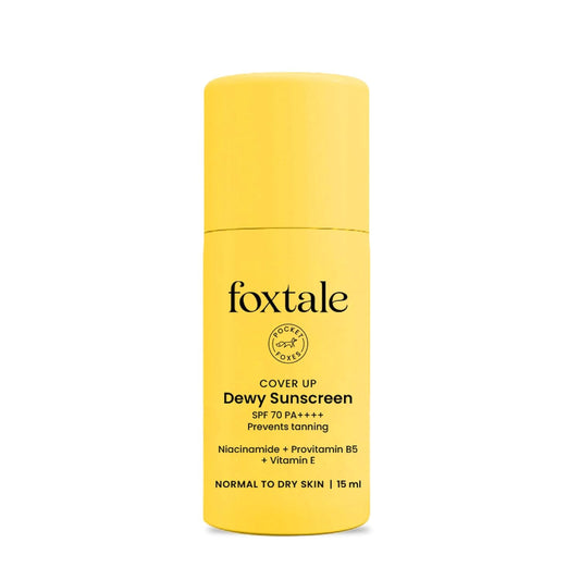 FoxTale SPF 70 Niacinamide Dewy Sunscreen With PA++++ For Dewy Sun Protection|Tan Protection|Lightweight|No White Cast|Non Greasy|Anti-Tan Formula|For Spot Depigmentation|For Men & Women|15 ml