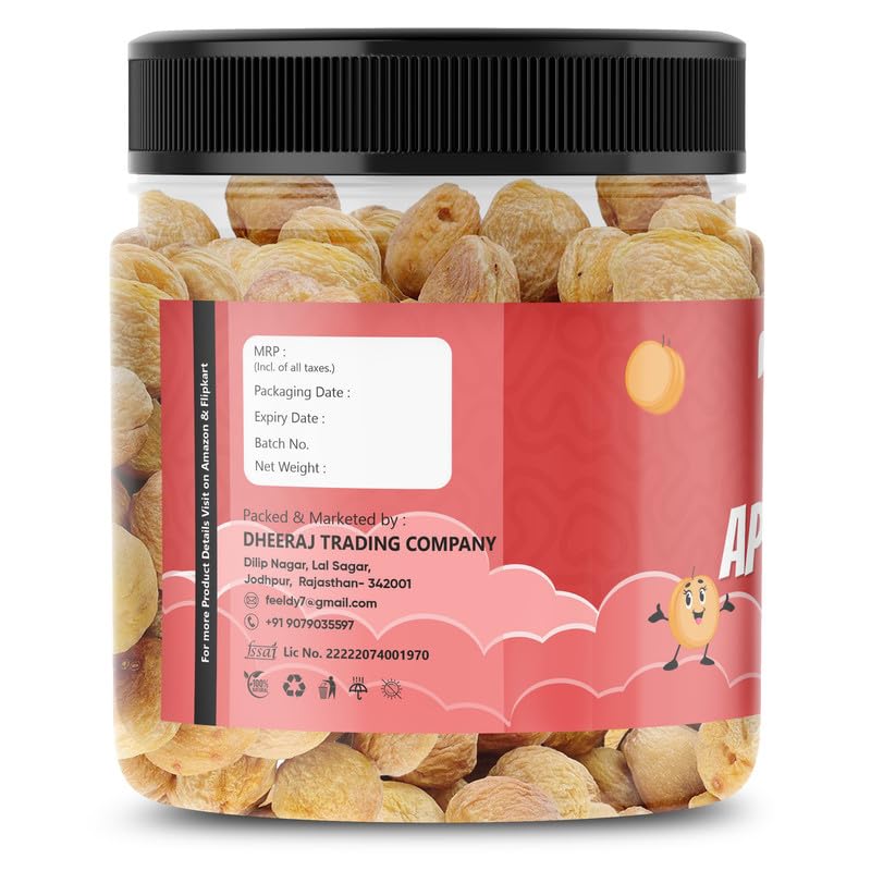 FEELDY Exotic Dried Apricots | Premium Apricot Dry Fruits (Khumani/Jardalu/Badam Bor) | Naturally Sourced, No Added Sugar | Soft & Juicy