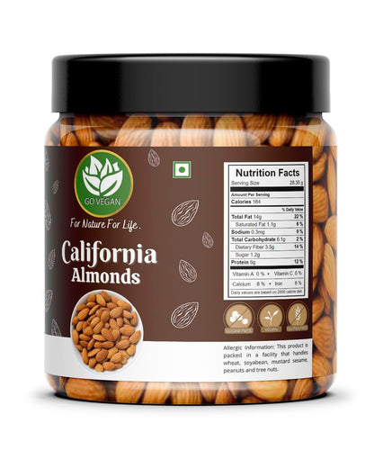 Go Vegan California Almonds | Premium Badam Giri | High in Fiber & Boost Immunity | Real Nuts | Whole Natural Badam