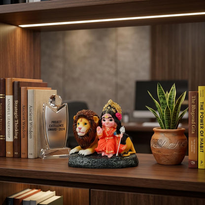 Maa Durga Idol with Lion for Home Decor | Durga MATA Murti for Puja Room, Temple Decoration, Navratri Decor & Spiritual Gift