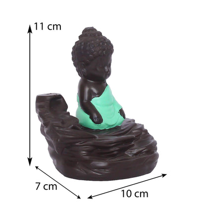 eCraftIndia Green Buddha Backflow Smoke Fountain with 10 incenses