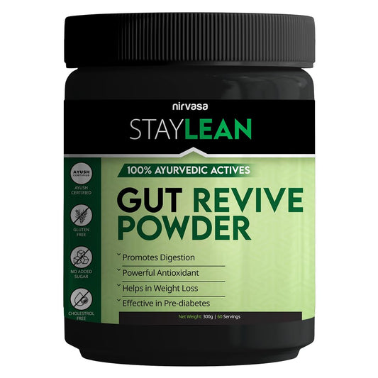 Nirvasa Staylean GutREVIVE Herbal Powder (300g) | Ayurvedic Gut Support & Detox Formula | Boosts Digestion, Metabolism & Weight Management | Enriched With Amla, Harad, Baheda & Pippali