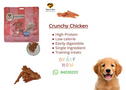 Tojo & Don Premium Crunchy Chicken Dog Treats, 100 g | 100% Natural Single-Ingredient Chicken | High-Protein Healthy Treats | No Preservatives | Vacuum Packed for Freshness | Dog Treats
