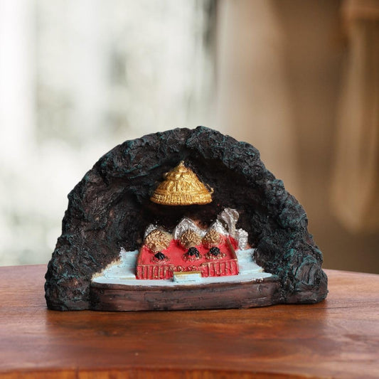 Multicolor MATA Vaishno Devi Darbar Statue | Polyresin Cave Temple Replica | Showpiece for Pooja, Table, Home Decoration