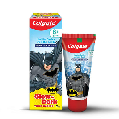 Colgate Kids Barbie Toothbrush, Extra Soft with Tongue Cleaner (Pack of 3) & Colgate Batman Anticavity Toothpaste For Kids - 80g (Bubble Fruit Flavour)