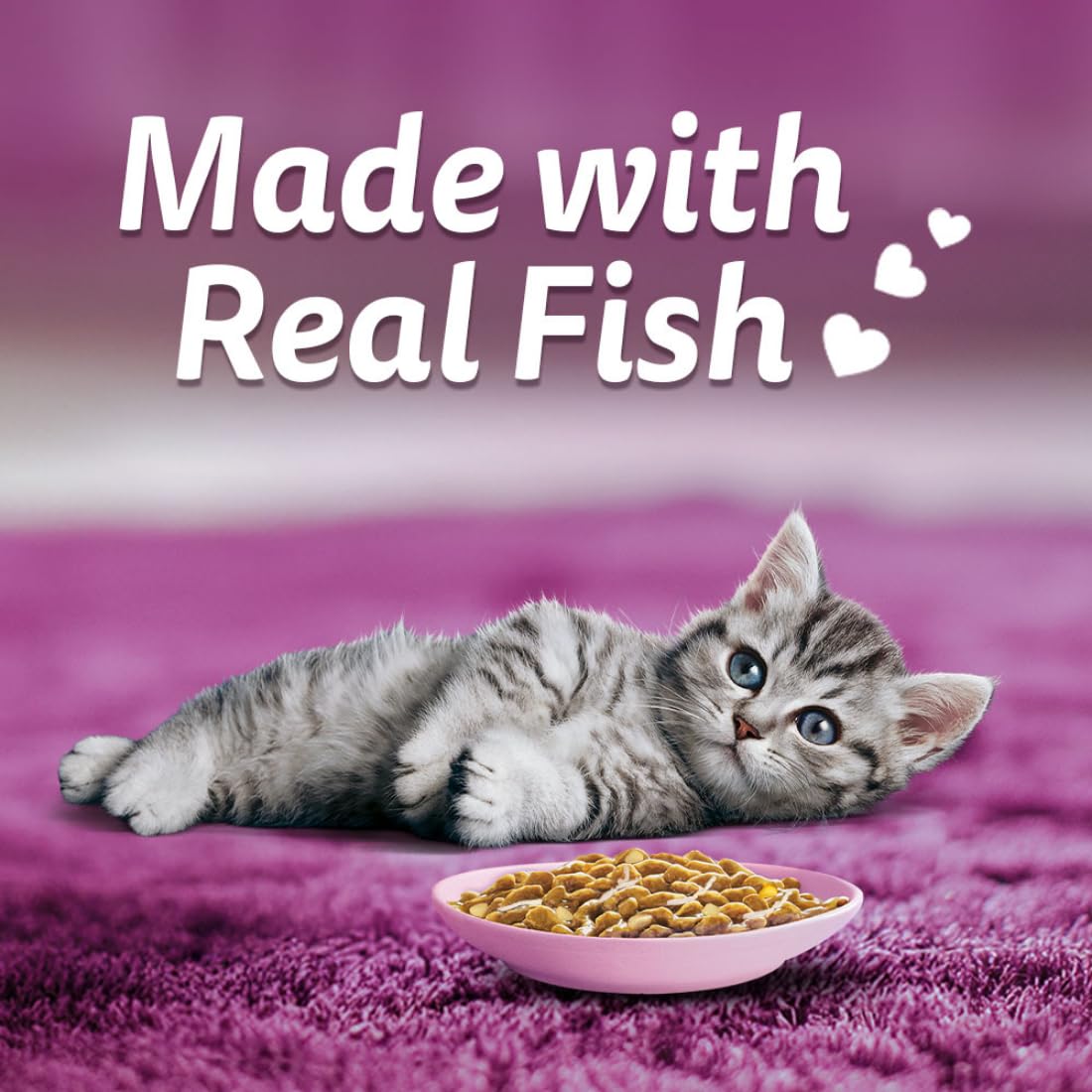 Whiskas Tasty Mix Kitten (2-12 Months) Wet Cat Food, Chicken, Tuna with Sweet Potato in Gravy, 70 g, 100% Complete & Balanced Nutrition for Kittens
