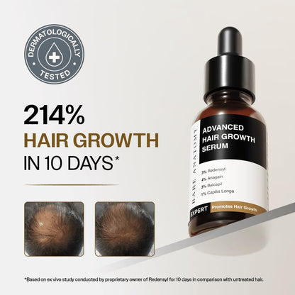 Bare Anatomy Advanced Hair Growth Serum | 3% Redensyl, 4% Anagain, 3% Baicapil, 1% Capilia Longa, Rosemary, Biotin & Rice Water | Controls Hair Fall & Supports Hair Density | for Women & Men | 30ml