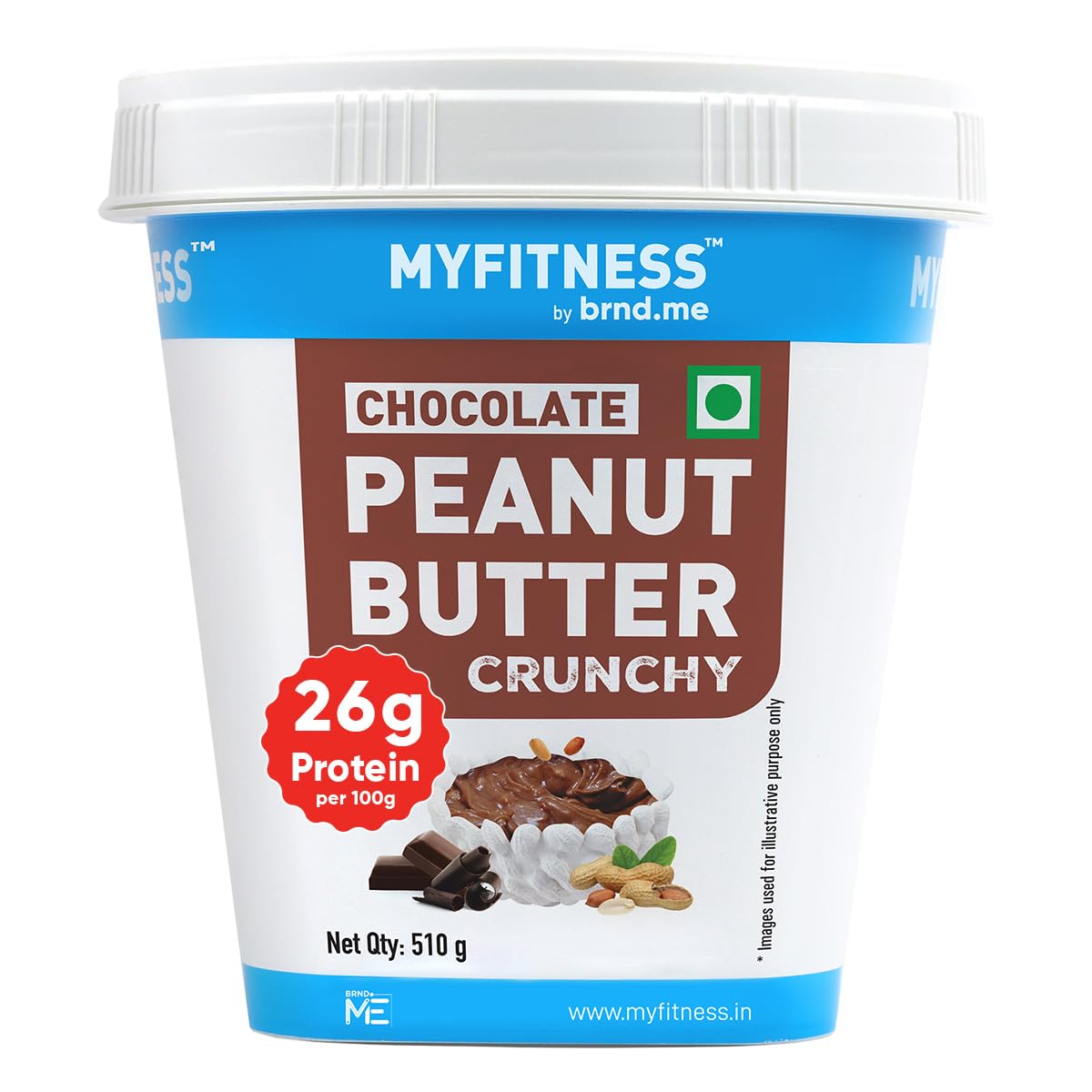 MYFITNESS Peanut Butter Chocolate Spread Crunchy | 23g Protein & 9g Fiber | Healthier Nut Butter Spread for Breakfast, Snacks & Bread Treats | Cholesterol Free | Zero Trans Fat