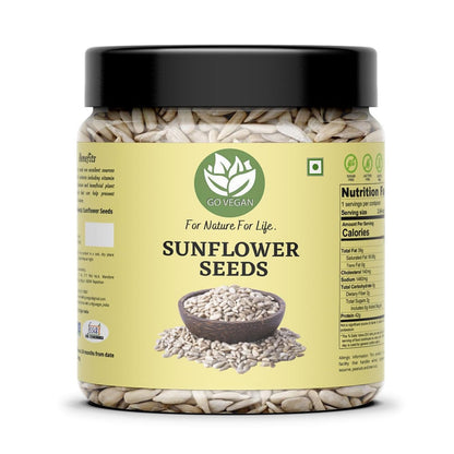 Go Vegan Sunflower Seeds for Eating 250gm - Rich in Protein & Fiber, Healthy Seeds [Jar Pack]