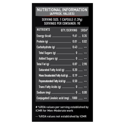 MuscleBlaze CLA 1000 (90 Softgel Capsules) | Fat Burner, Supports Weight Loss | Fuels Metabolism