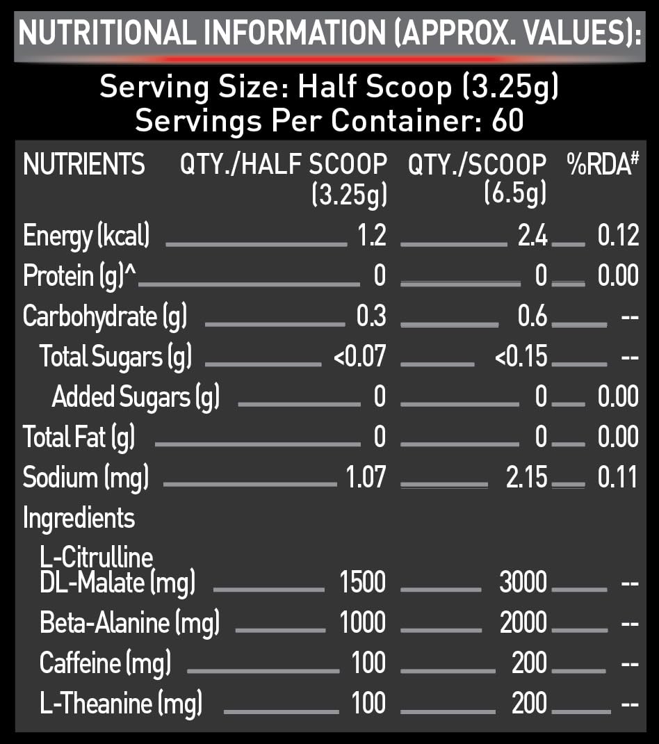 MuscleBlaze Pre Workout 200 Xtreme (Berry Bolt, 60 Servings, 200g) | 200mg Caffeine, 200mg Theanine, 2000mg Beta Alanine, 3000mg Citrulline