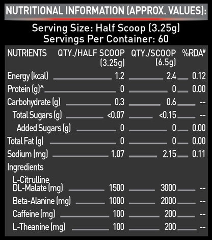 MuscleBlaze Pre Workout 200 Xtreme (Berry Bolt, 60 Servings, 200g) | 200mg Caffeine, 200mg Theanine, 2000mg Beta Alanine, 3000mg Citrulline