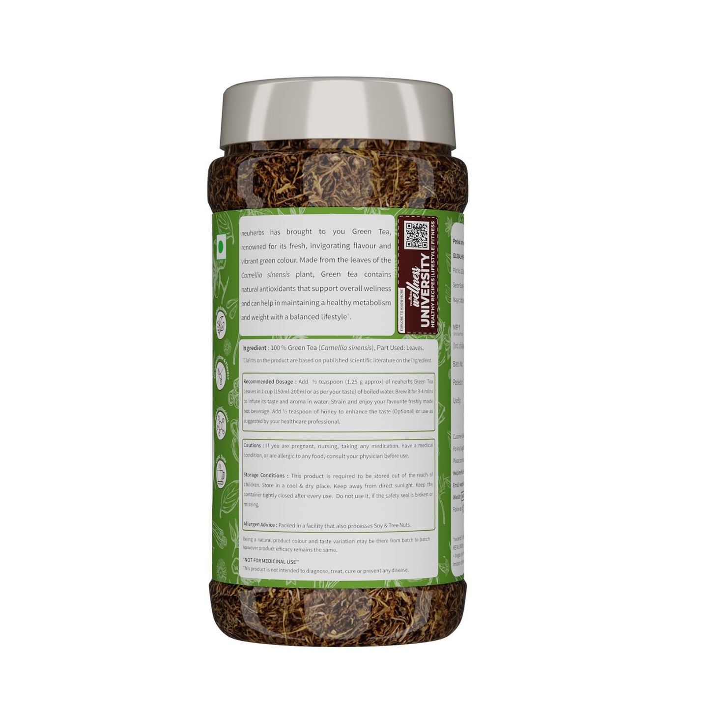 Neuherbs Green Tea (50g Pack of 1) For Weight Management & Boost Metabolism | 100% Clean & Natural Whole Leaves | Rich In Antioxidant | No Artificial Color & Flavor | Healthy & Refreshing