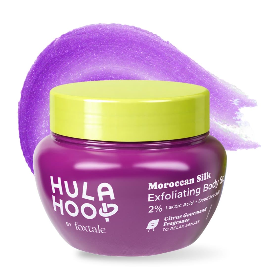 FoxTale Hula Hoop Exfoliating Body Scrub by Foxtale | Smoothes Skin & Fades Tan | Dead Sea Salt + Perlite + Lactic Acid | Prevents Strawberry Skin | Hydrates & Nourishes Skin Barrier