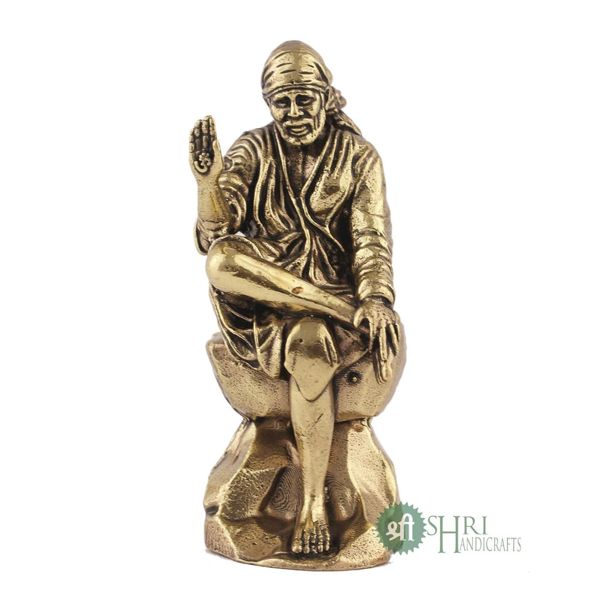 Brass 2" Sai Baba Statue | Symbol of Faith and Blessings | Sai Baba Murti Hindu God Idol Figurine Perfect for Decoration Puja & Gifting Purpose Sculpture (Weight- 40gm)