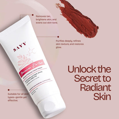 SAYY Moroccan DeTan Brightening Face Pack for Advance Skin Renewal Radiance Clay Mask