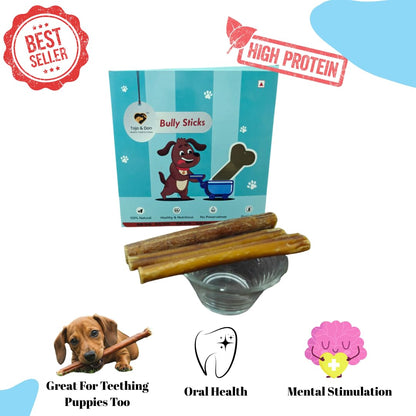 Tojo & Don Bully Sticks for Dogs-(500gms) No Preservatives, Natural & Healthy Dog Chews and Treats for All Sized Dogs,Dental Care, Hard Chews, High Protein, Single Ingredient, for Bones, Skin and Joints.