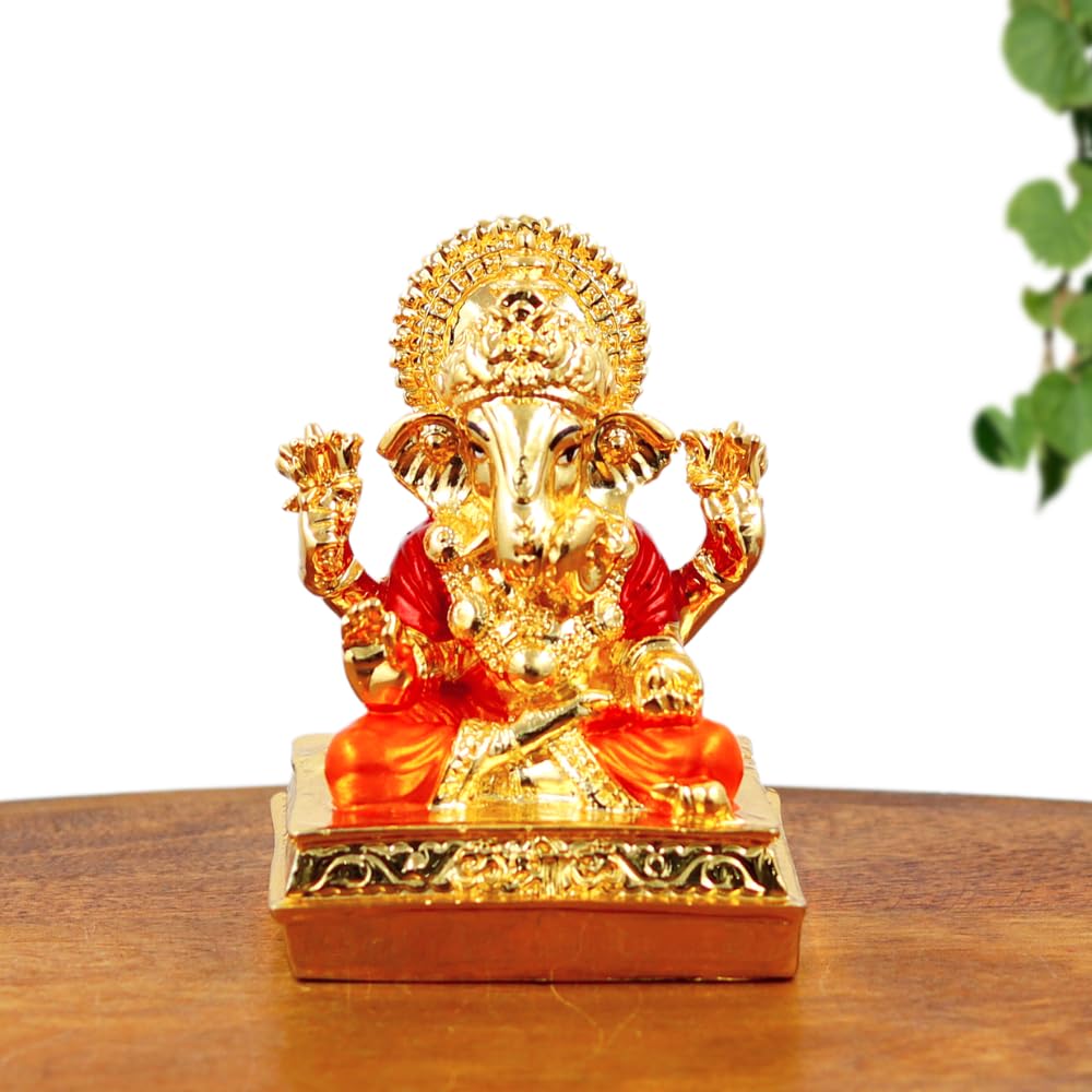 Resin Lord Ganesha Idol – Artistic Decorative Ganpati Murti for Home Mandir, Car Dashboard, Pooja Room, Spiritual Decoration & Auspicious Gifting