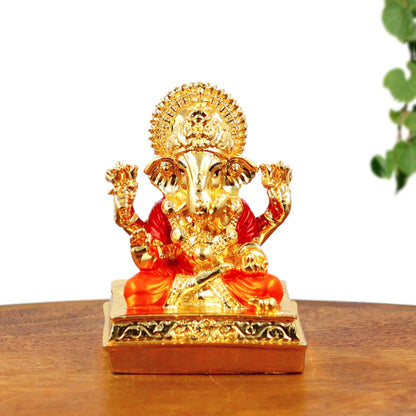 Resin Lord Ganesha Idol – Artistic Decorative Ganpati Murti for Home Mandir, Car Dashboard, Pooja Room, Spiritual Decoration & Auspicious Gifting