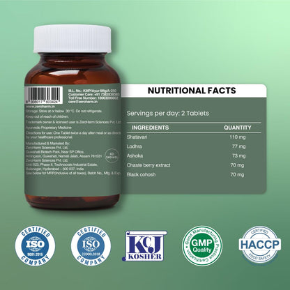ZEROHARM Narie Healthy Cycles | Shatavari, Lodhra & Chaste Berry Extract | For Regular Cycles, Hormonal Balance, Comfort & Inner Wellness | Mood & PMS Support for Women | 60 Nano Tablets