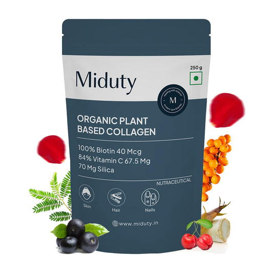 Zephivo Miduty by Palak Notes Organic Collagen Powder, collagen supplement, Skin, Hair & Nails, Skin Nourshing Formula, Plant based collagen, Organic Collagen Powder Pack - 250gm