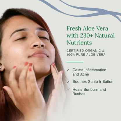 Juicy Chemistry Organic Aloe Vera Gel, 110 ml Multipurpose Gel | 100% Pure Aloe Vera Gel for Face, Hair & Body | Fresh and Soothing | Free from Parabens, Sulphates, Mineral Oils | For Men & Women