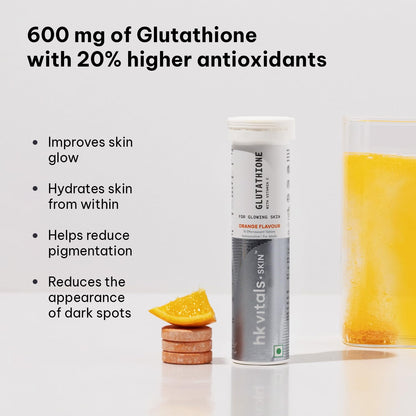 HealthKart hk vitals Glutathione (15 Effervescent Tablets) | L-Glutathione Tablets with Vitamin C & E | For Skin Glow & Hydration