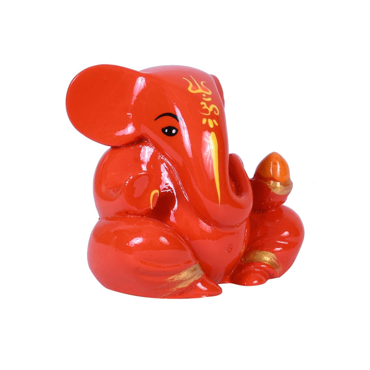 Polyresin Orange Ganesha Statue for Car Dashboard God Ganesh Murti Ganpati Idol Figurine with Double Side Tape