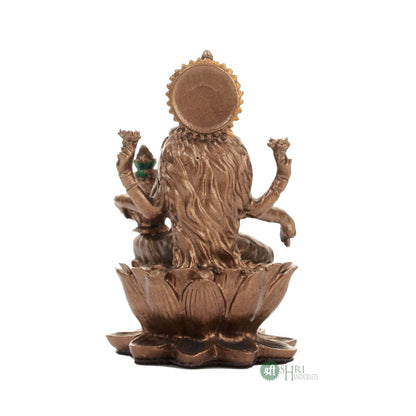 Resin 3" Laxmi Copper Finish Hindu God Statue Laxmi Ji Idol Figurine Decoration and Pooja Gifting Purpose Sculpture House Warming Statue, Religious