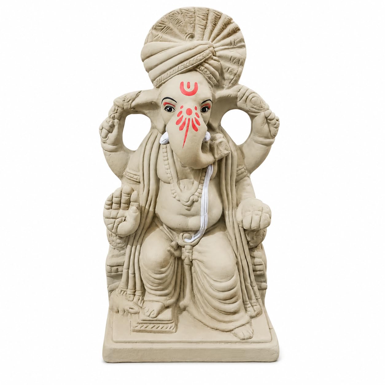 KSI 8.7inch Natural Clay Ganesh Murti | Handmade Mitti Ganpati Idol for Ganesh Chaturthi | Eco-Friendly Ganesha Idol for Home Decoration, Puja & Visarjan