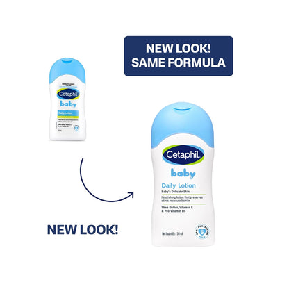 Cetaphil Baby Daily Lotion, Suitable for baby’s delicate skin, Shea Butter and Vit E, Dermatologist Tested and Pediatrician Recommended, 50 ml