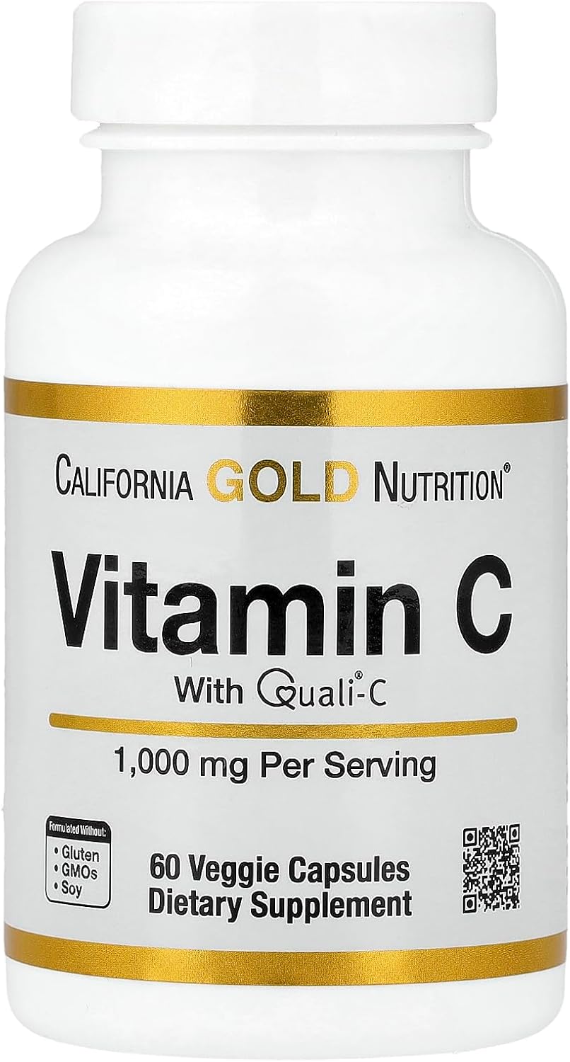 California Gold Nutrition Vitamin C supplement bottle on a white background