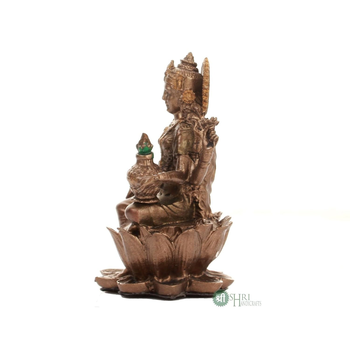 Resin 3" Laxmi Copper Finish Hindu God Statue Laxmi Ji Idol Figurine Decoration and Pooja Gifting Purpose Sculpture House Warming Statue, Religious