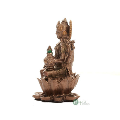 Resin 3" Laxmi Copper Finish Hindu God Statue Laxmi Ji Idol Figurine Decoration and Pooja Gifting Purpose Sculpture House Warming Statue, Religious