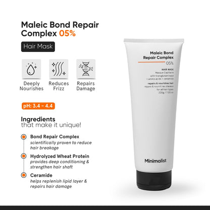Minimalist Maleic Bond Repair Hair Care Gift Set | Hair Serum, Shampoo, Mask Trio