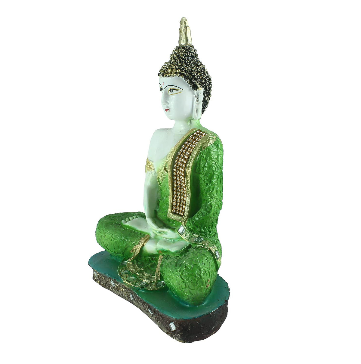 Buddha Idol (15 cm x 3 cm x 24 cm, Green)