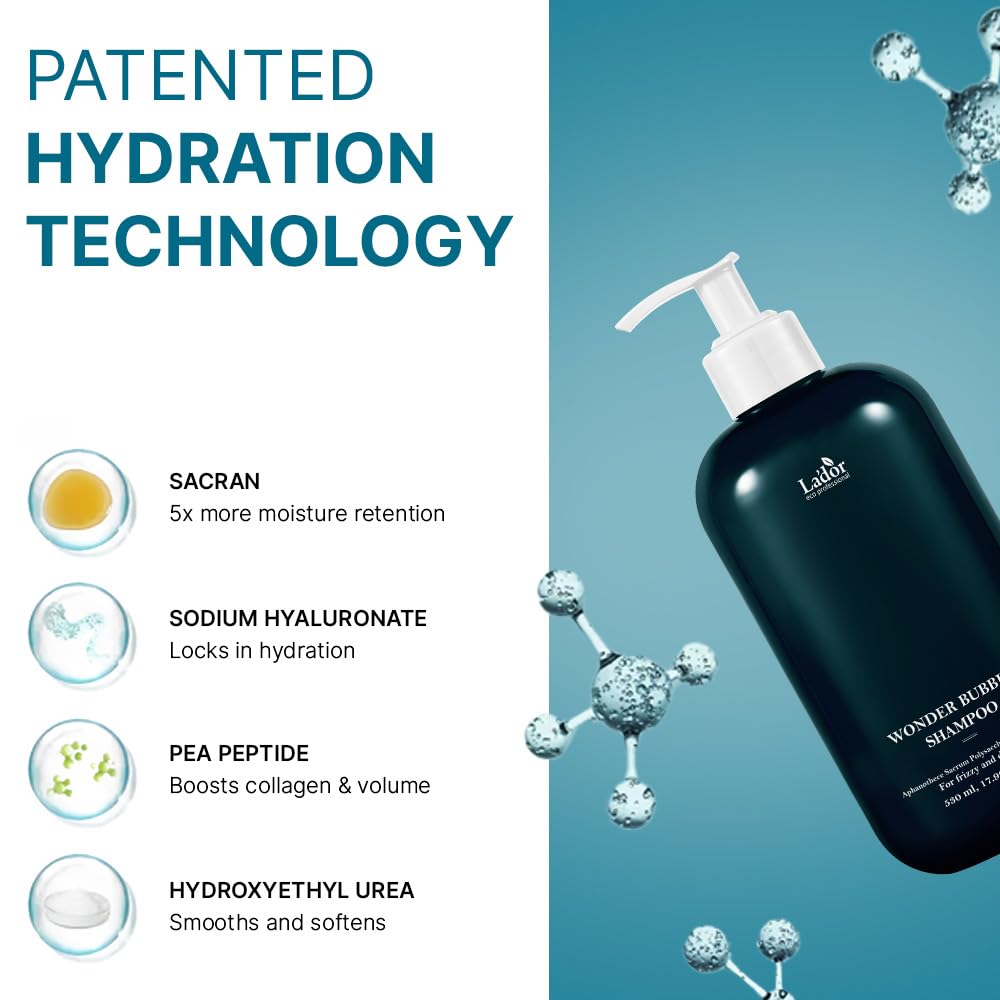 LADOR Wonder Bubble Korean Shampoo for Volume & Shine (530 ML) | Hydrating, Soft, Smooth & Moisturizing Foaming Shampoo | Suitable for Dry, Dull, Coloured, Damaged & Frizzy Hair