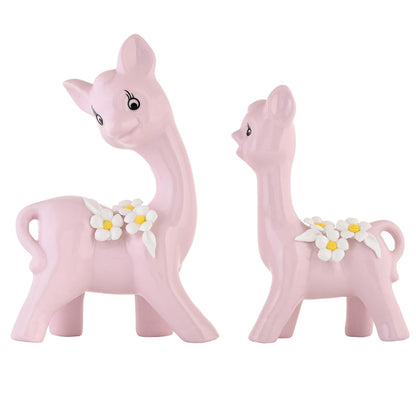 Modern Fox Pair Ceramic Art Figurine | Beautiful Home Decor (Pack of 2, Pink)