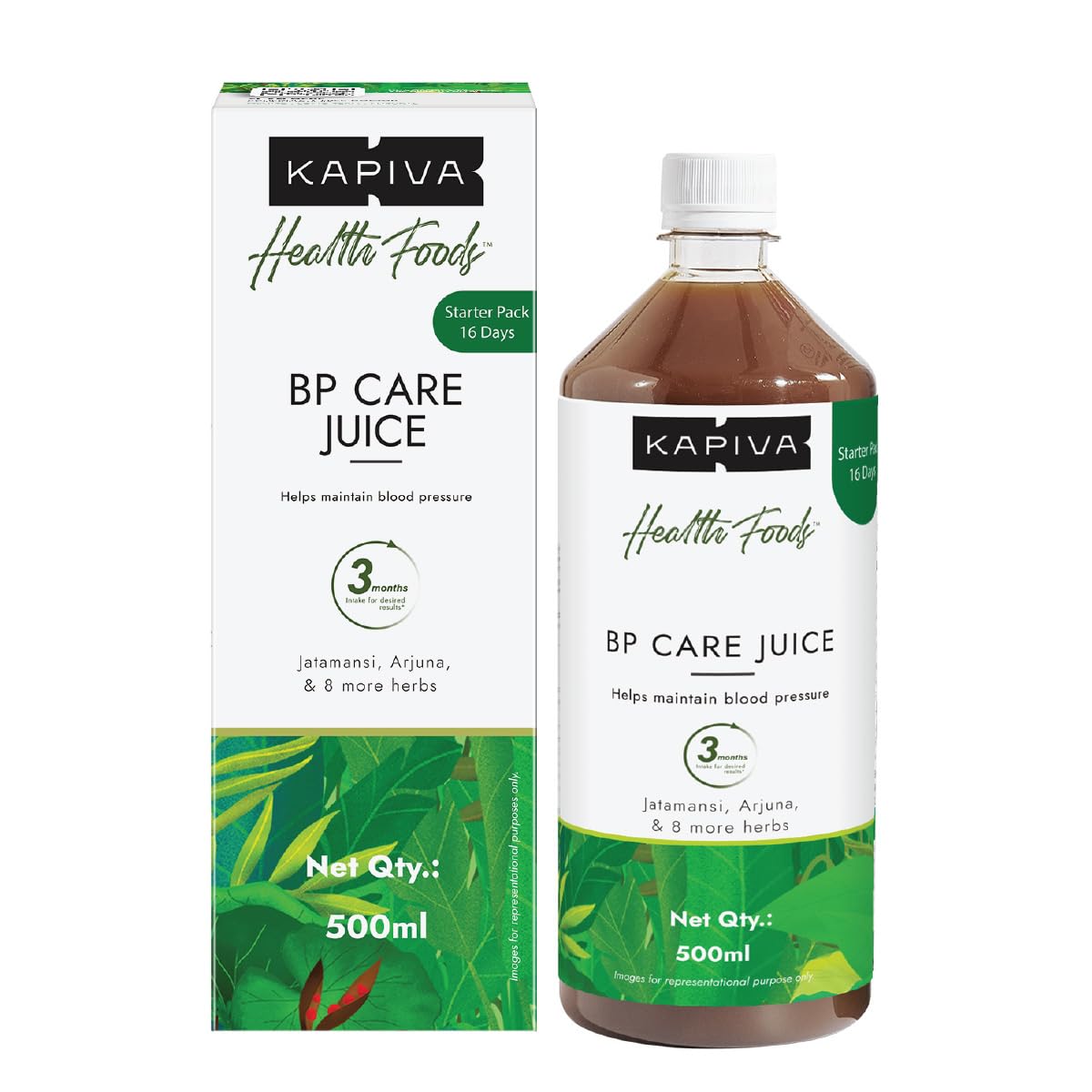 Kapiva BP Care Juice - 100% Ayurvedic Juice to Support Healthy Blood Pressure Levels| Arjuna, Jatamansi & 8 Other Herbs 500ml