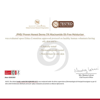 /PHD/ 3% Niacinamide Oil-Free Moisturizer | Face Moisturizer for Oily & Acne-Prone Skin | Lightweight Gel for Men & Women with CICA & Tripeptide | Hydrates & Controls Oil | 50 g