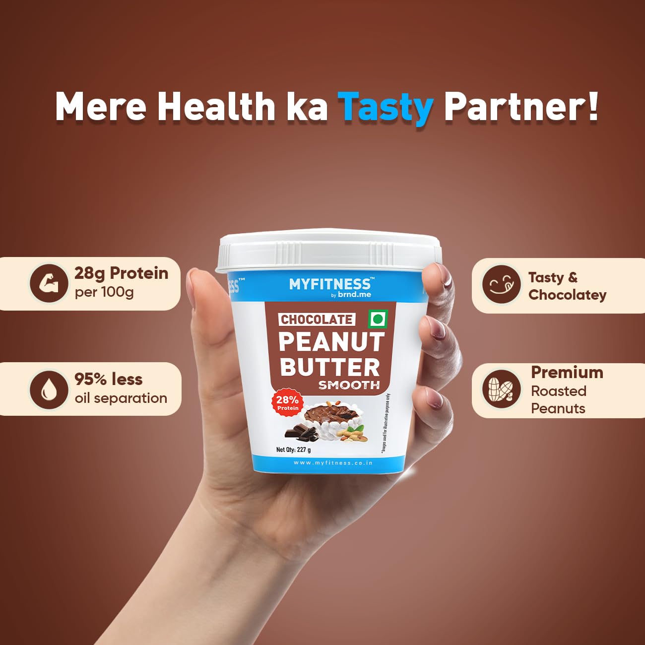 MYFITNESS Peanut Butter Chocolate Spread Smooth| 22g Protein & 6g Fiber | Healthier Nut Butter Spread for Breakfast, Snacks & Bread Treats | Cholesterol Free | Zero Trans Fat | Pure Roasted Nuts