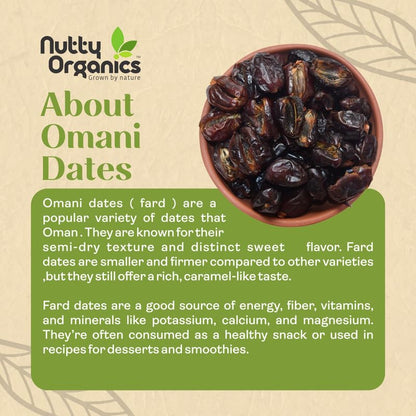NUTTY ORGANICS Seedless Omani Dates 500 gm – Hygienically Vacuum Packed, Soft & Naturally Sweet | Healthy Snack