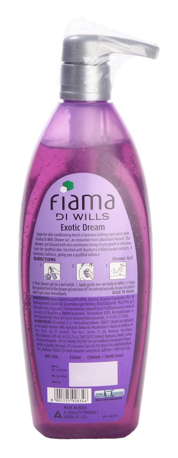 Fiama Di Wills Shower Gel - Blackcurrant and Bearberry, 550ml Pack