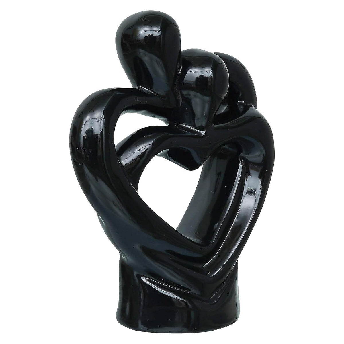 eCraftIndia Creative Modern Double Heart Romantic Couple Statue Showpiece(Resin Black)| Home Decoration Items for Living Room Bedroom Hall Office|Home Decor Gifts for Birthday Housewarming Anniversary