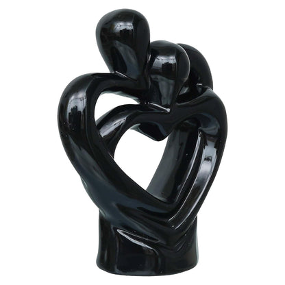 eCraftIndia Creative Modern Double Heart Romantic Couple Statue Showpiece(Resin Black)| Home Decoration Items for Living Room Bedroom Hall Office|Home Decor Gifts for Birthday Housewarming Anniversary